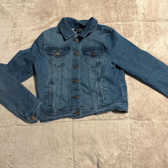 Jou Jou Jean Jacket Size Small Denim Blue Cropped - Picture 1 of 6